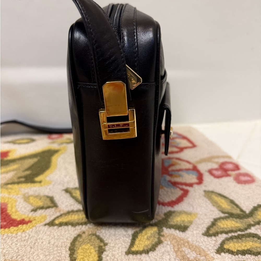 MARIO VALENTINO Unisex Rare Vintage Black Leather Satchel Crossbody - Picture 7 of 16